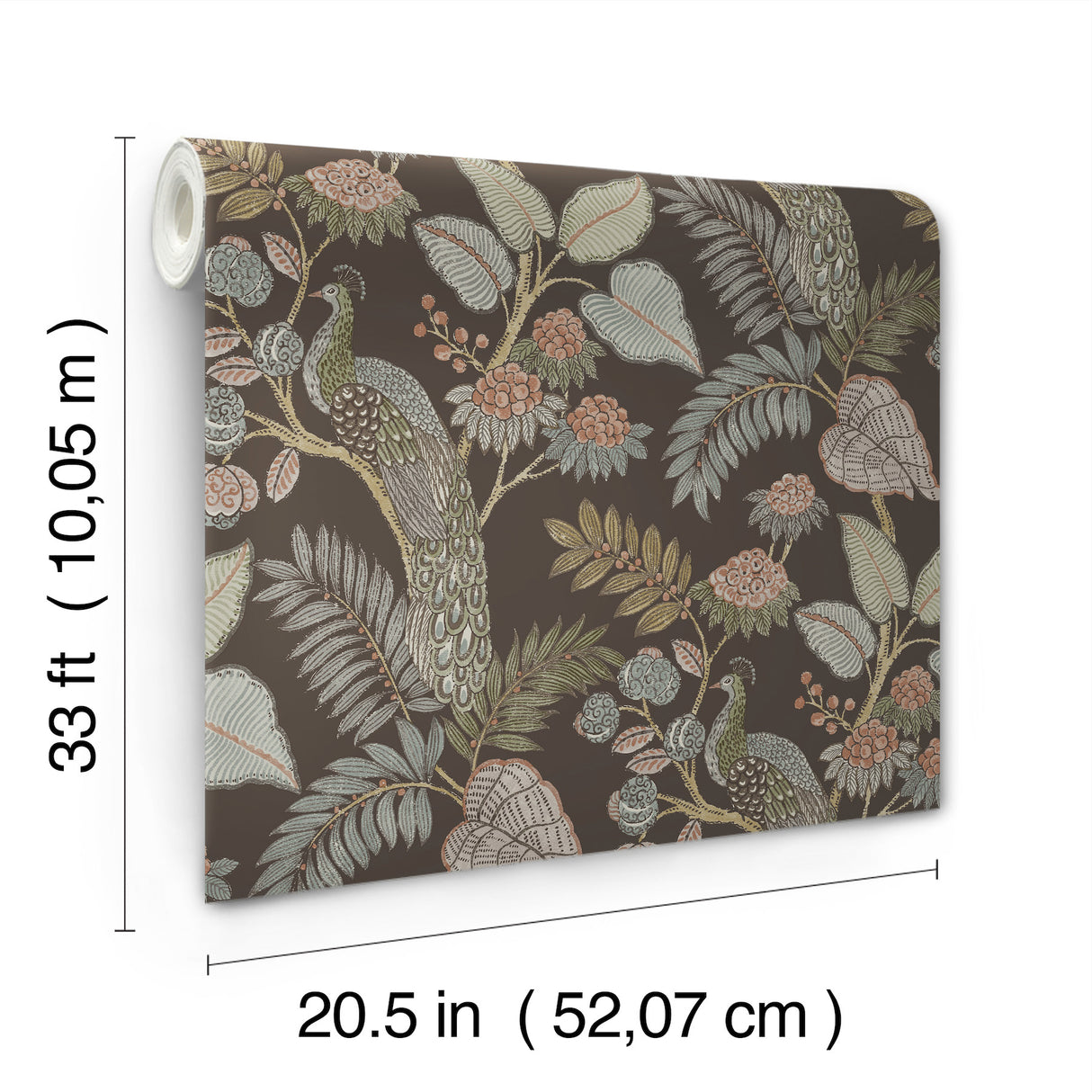 Geneva Chocolate Peacock Paradise by Chris Loves Julia Wallpaper – A-Street Prints 4173-27647