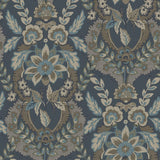 A-Street Prints Collins Teal Damask Wallpaper 4173-27653 room and pattern view