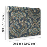 Collins Teal by Chris Loves Julia Damask Wallpaper – A-Street Prints 4173-27653