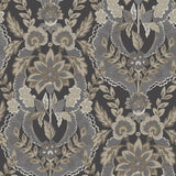 Collins Charcoal Damask Wallpaper by A-Street Prints from Chris Loves Julia, room scene
