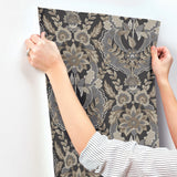 Collins Charcoal by Chris Loves Julia Damask Wallpaper – A-Street Prints 4173-27654