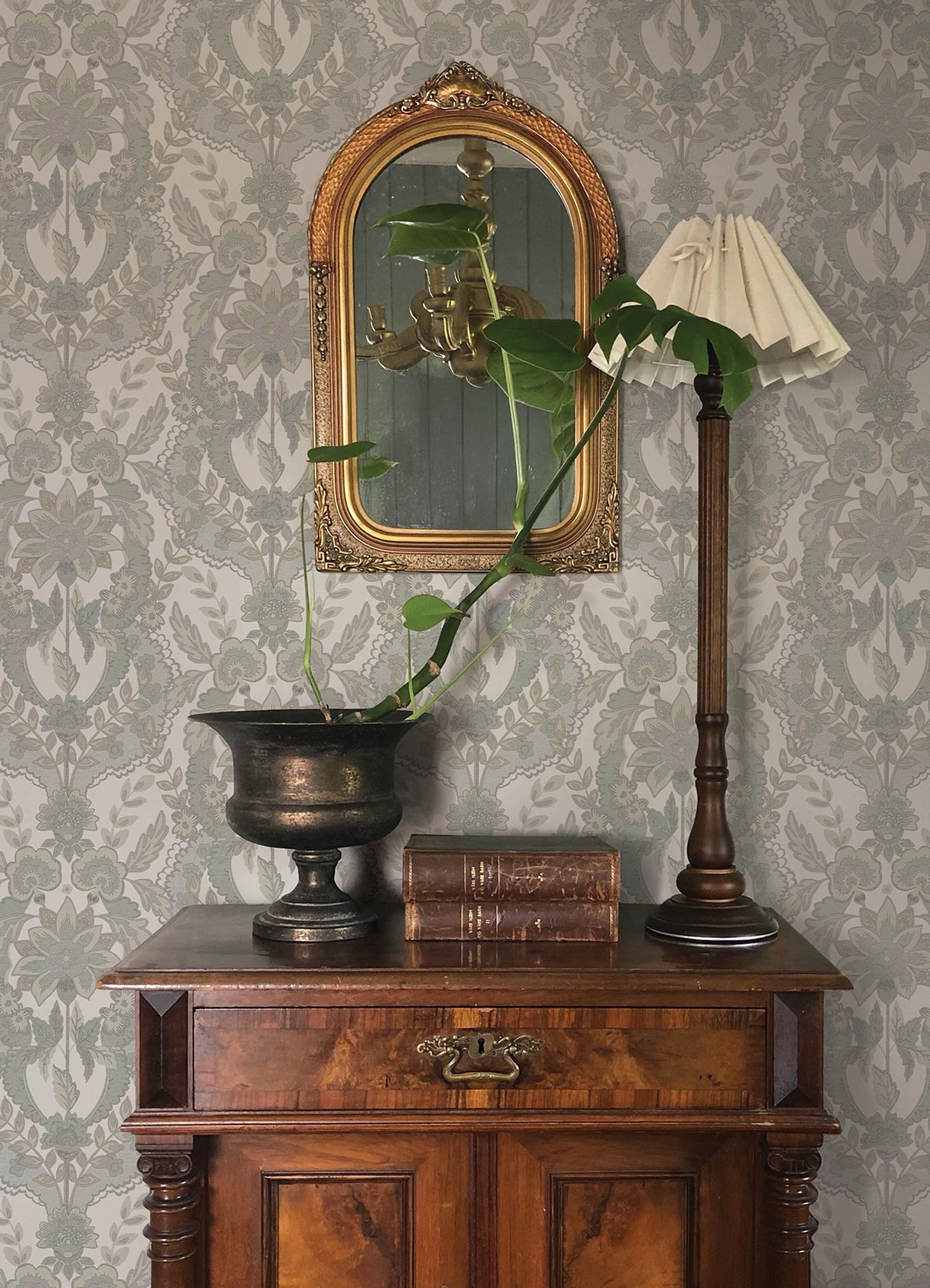 Collins Light Blue by Chris Loves Julia Damask Wallpaper – A-Street Prints 4173-27655