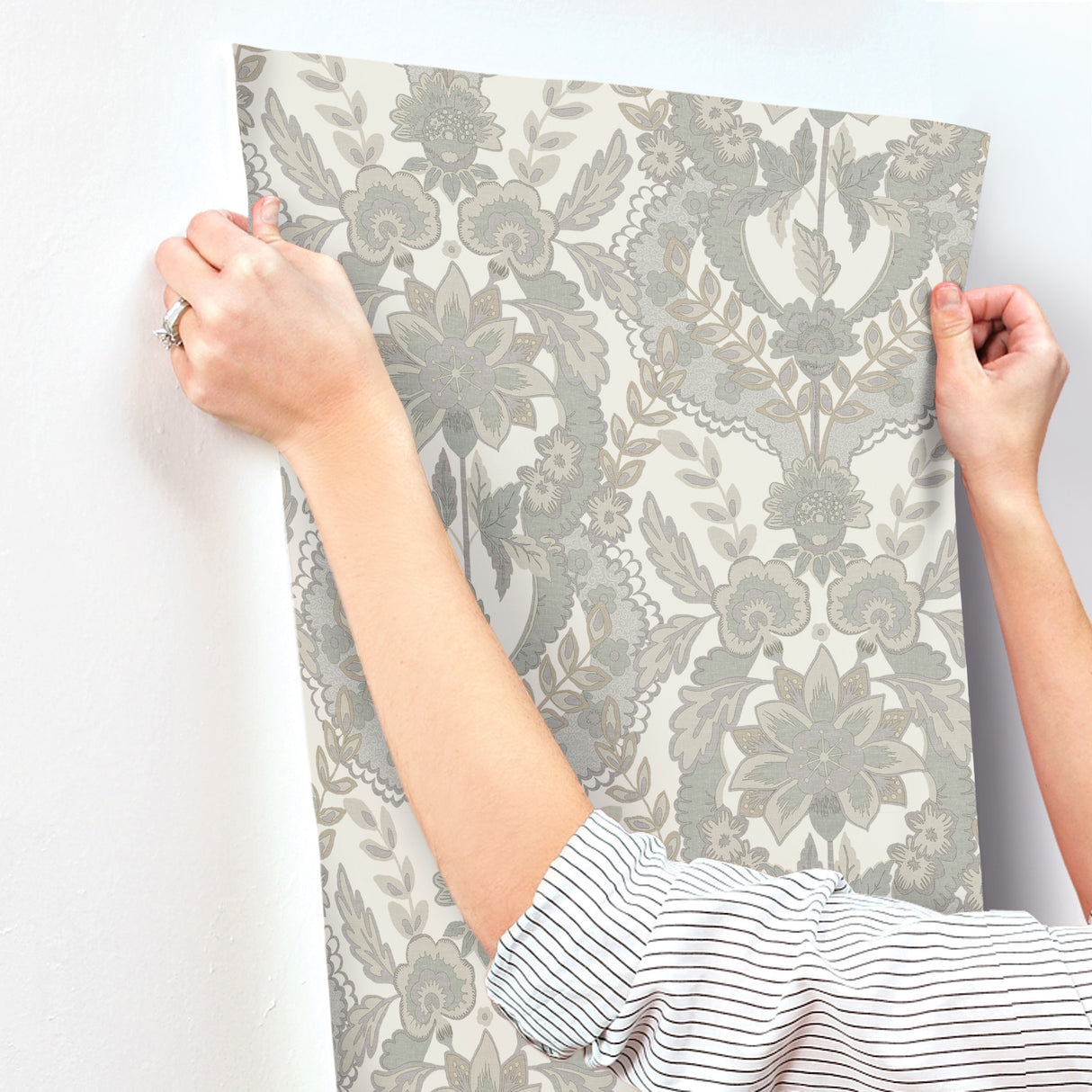 Collins Light Blue by Chris Loves Julia Damask Wallpaper – A-Street Prints 4173-27655