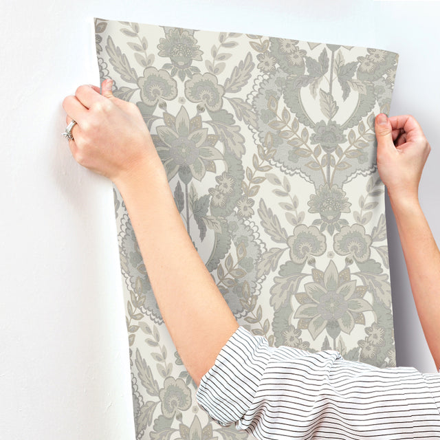 Collins Light Blue by Chris Loves Julia Damask Wallpaper – A-Street Prints 4173-27655