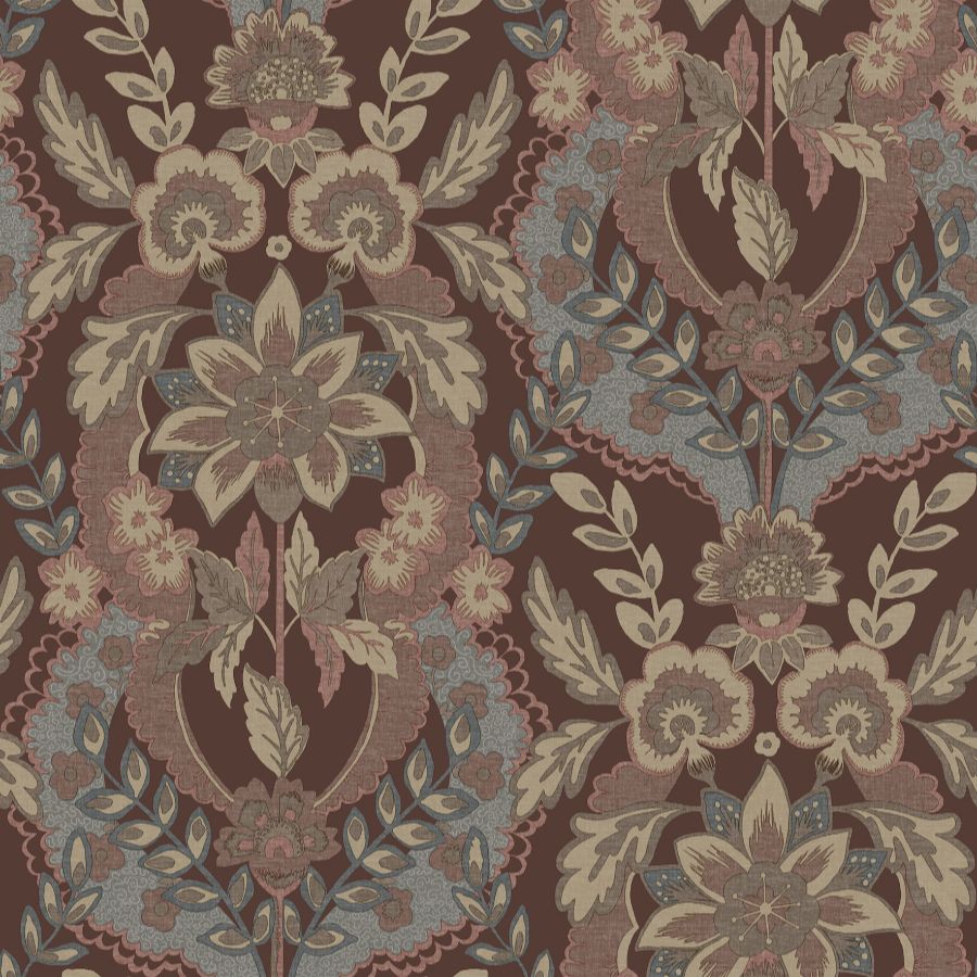 Collins Plum Damask Wallpaper by A-Street Prints, ornate floral damask in plum and neutrals