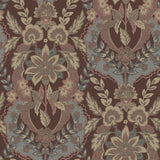 Collins Plum Damask Wallpaper by A-Street Prints, ornate floral damask in plum and neutrals