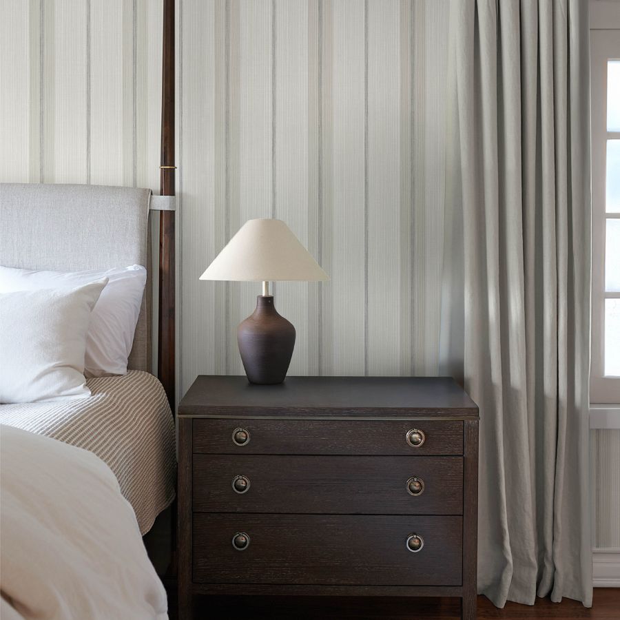 Ames Grey by Chris Loves Julia Linen Stripe Wallpaper – A-Street Prints 4173-27661