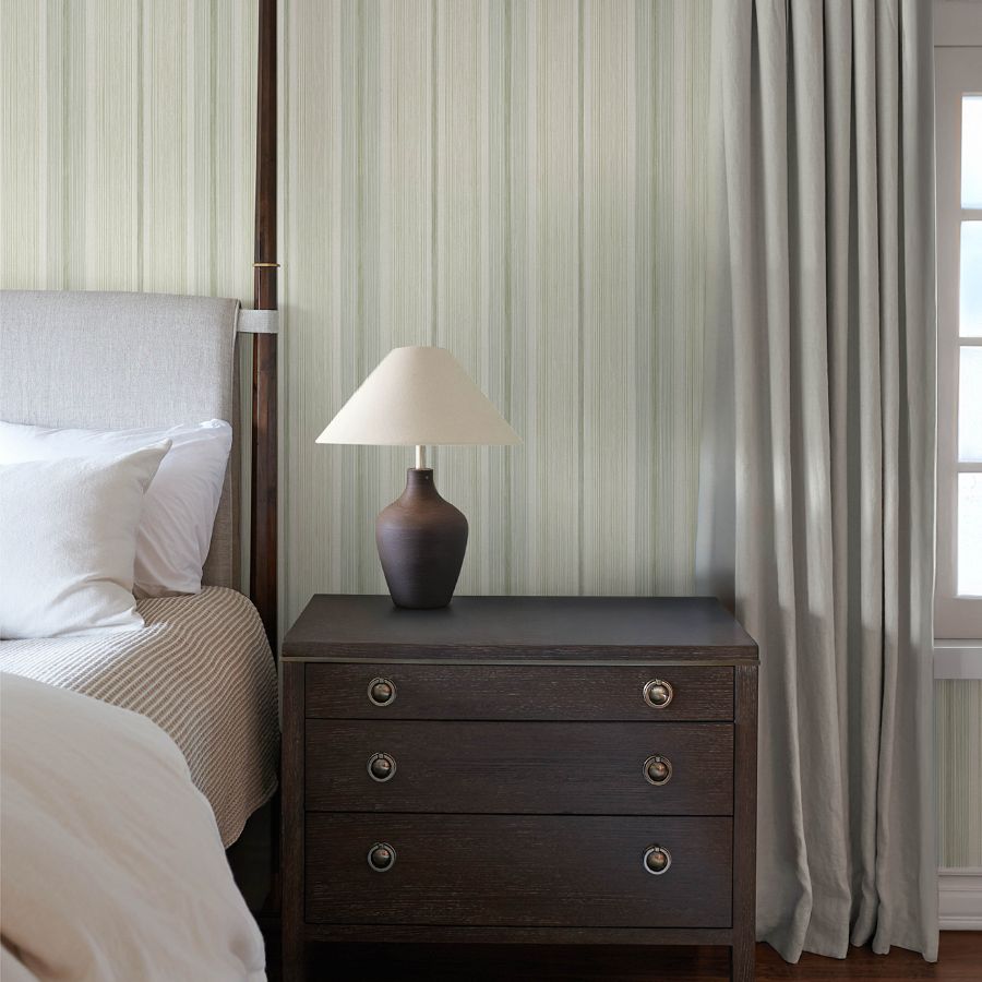 Ames Seafoam by Chris Loves Julia Linen Stripe Wallpaper – A-Street Prints 4173-27664