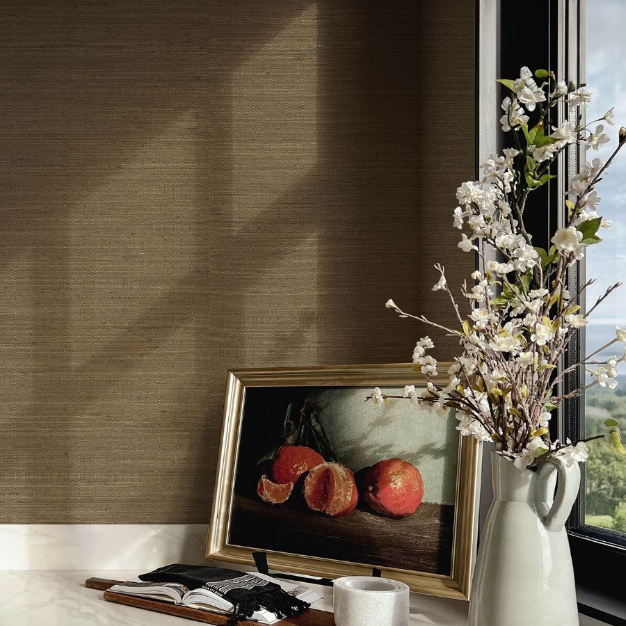Mycroft Chestnut by Chris Loves Julia Grasscloth Wallpaper – A-Street Prints 4173-82102