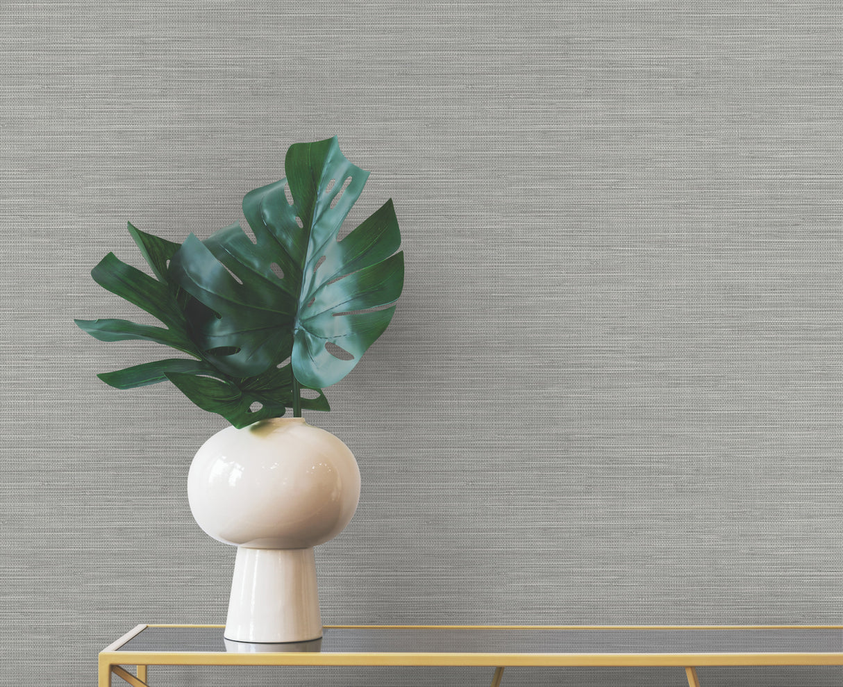 Winn Grey by Warner Faux Grasscloth Textured Non Woven Backed Vinyl Unpasted Strippable Scrubbable Wallpaper Grasscloth Resource 2 - 4174-4606