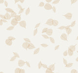Myles Gold Leaves Wallpaper pattern in gold on white