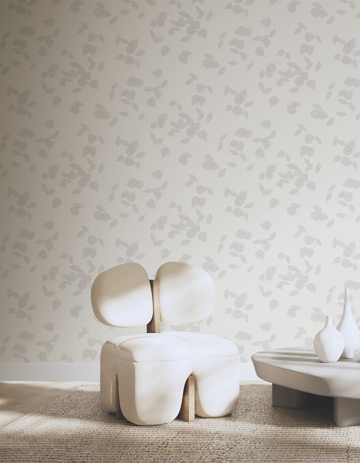 Myles Light Grey by Warner Botanical Leaves Wallpaper – Brewster Home Fashions 4174-4648