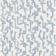 Cipher Blue Geometric Faux Grasscloth Wallpaper roll showing blue abstract maze-like shapes on light grey ground