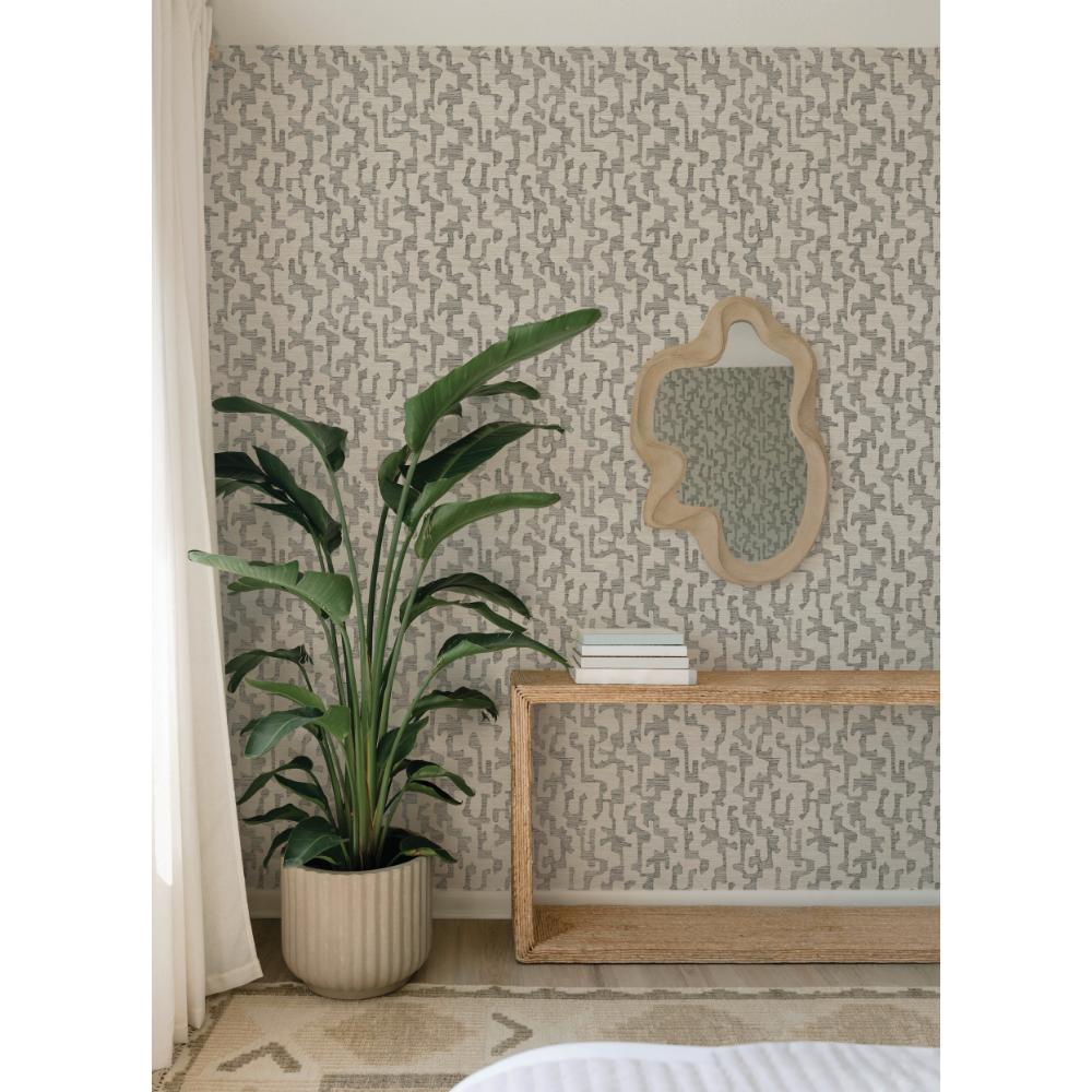 Cipher Black by A-Street Prints Geometric Faux Grasscloth Wallpaper- A-Street Prints 4177-27704