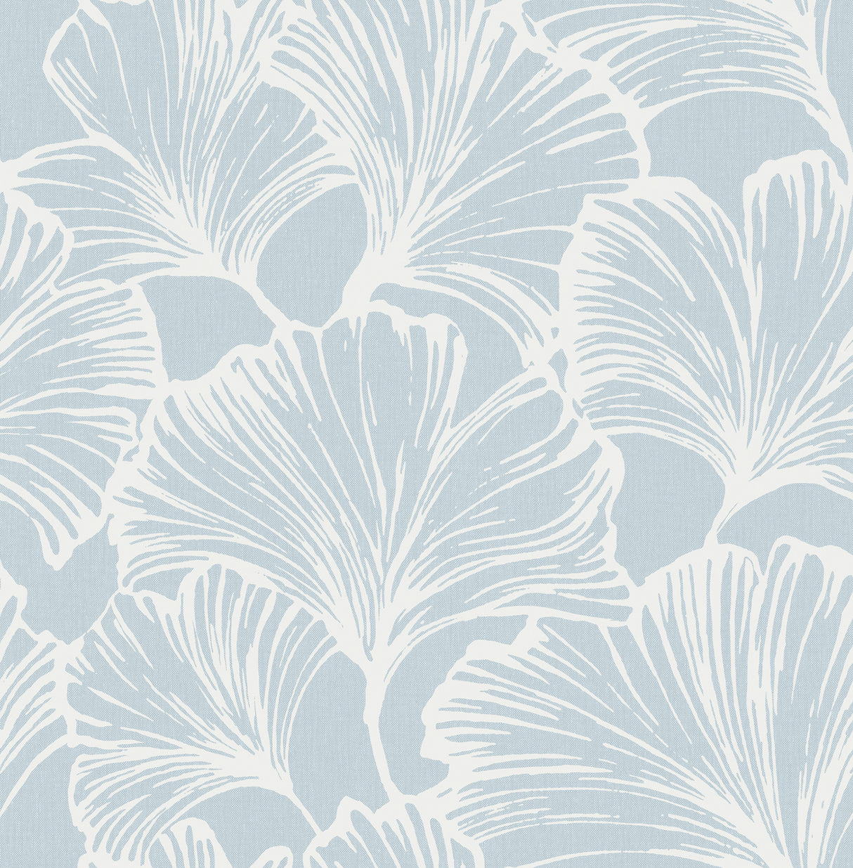 Kyoto Sky Ginkgo Leaf wallpaper in light blue with white ginkgo outlines