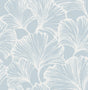 Kyoto Sky Ginkgo Leaf wallpaper in light blue with white ginkgo outlines