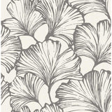 Kyoto Charcoal Ginkgo Leaf Wallpaper by A-Street Prints – large ginkgo leaf pattern detail