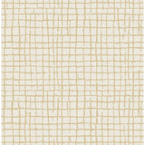 Albin Pearl Gridline Wallpaper roll with golden yellow hand-drawn grid on pearlescent white.