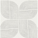 Savoye Black Spiral Arches Wallpaper by A-Street Prints showing the geometric spiral arches pattern.