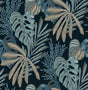 Alocasia Blue Tropical Foliage Wallpaper pattern and roll