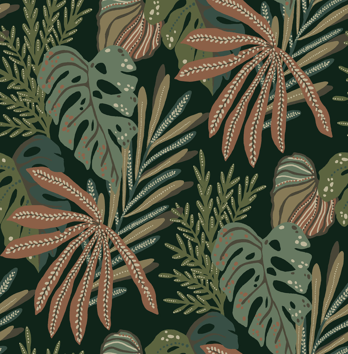 A-Street Prints Alocasia Multicolor Tropical Foliage Wallpaper roll, 20.5 in x 33 ft