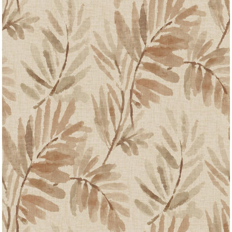 A-Street Prints Serenade Blush Ferns Wallpaper roll with watercolor leaf motif