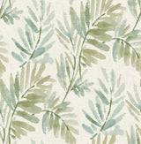 A-Street Prints Serenade Sea Green Ferns wallpaper roll showing watercolor fern motif
