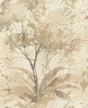 Mistwood Coffee Forest Wallpaper roll with dimensions and pattern in coffee tones