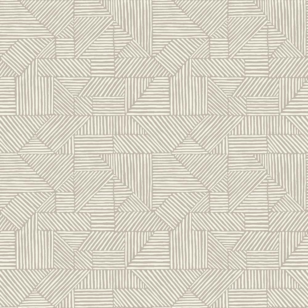 Crescendo Light Grey block geometric wallpaper by A‑Street Prints, roll and pattern detail