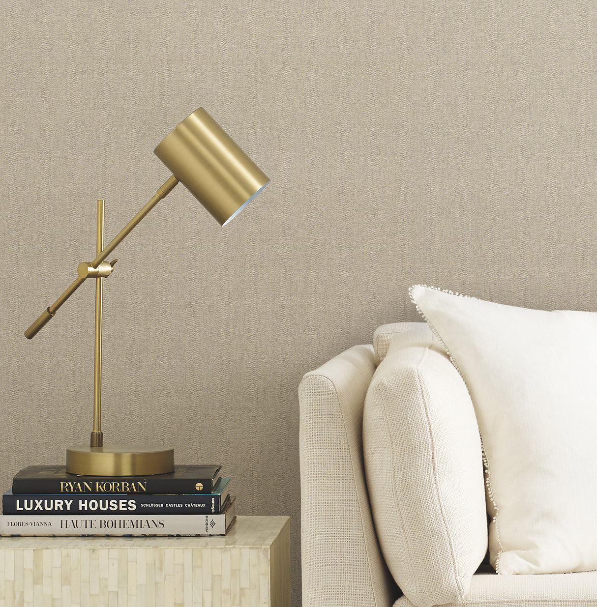 Herringbone Tweed Beige by Warner Woven Wallpaper – Brewster Home Fashions 4178-4422