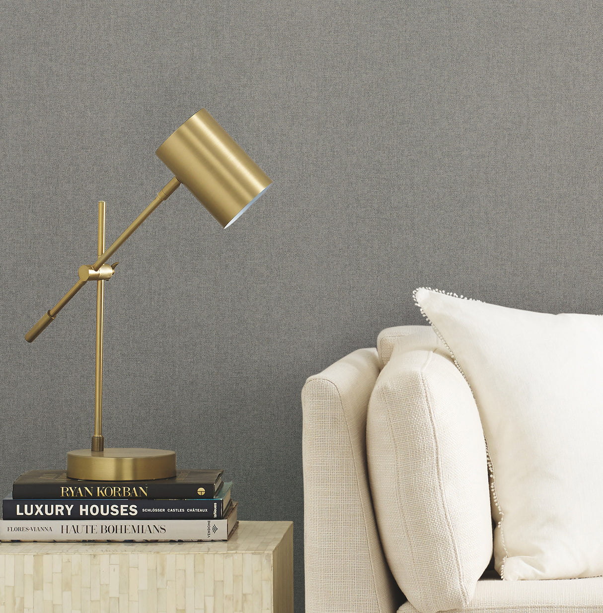 Herringbone Tweed Grey by Warner Woven Wallpaper – Brewster Home Fashions 4178-4423