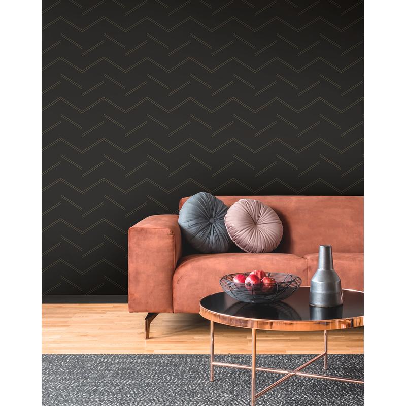 Aviator Black by Warner Abstract Chevron Wallpaper – Brewster Home Fashions 4178-4434