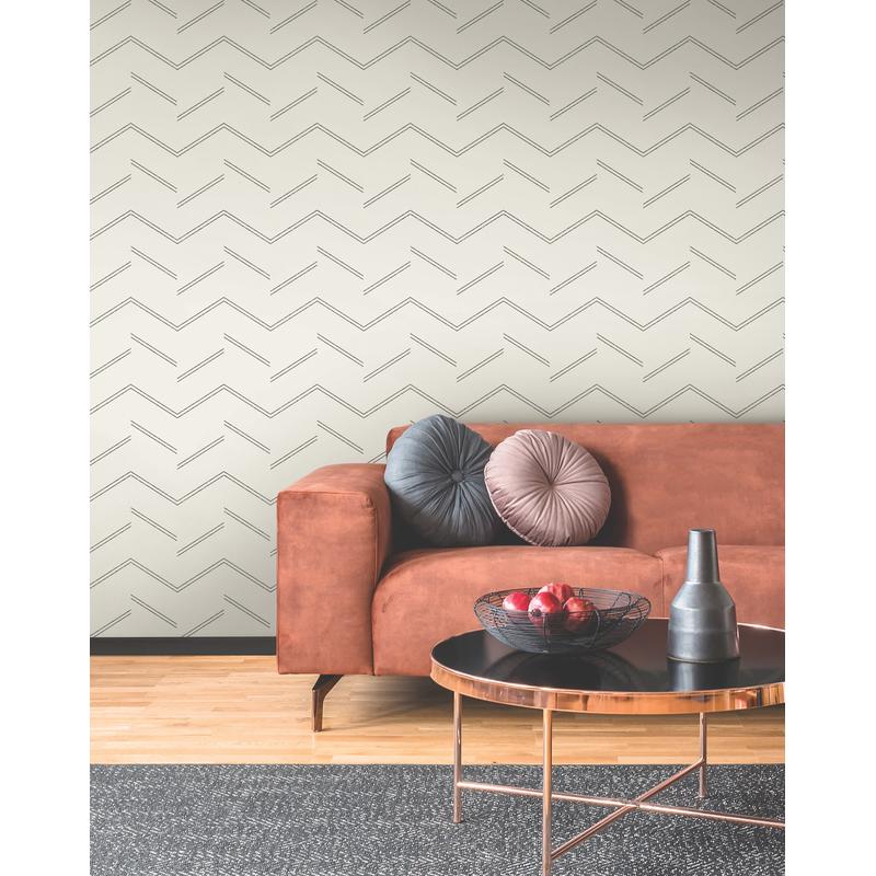 Aviator Ivory by Warner Abstract Chevron Wallpaper – Brewster Home Fashions 4178-4436