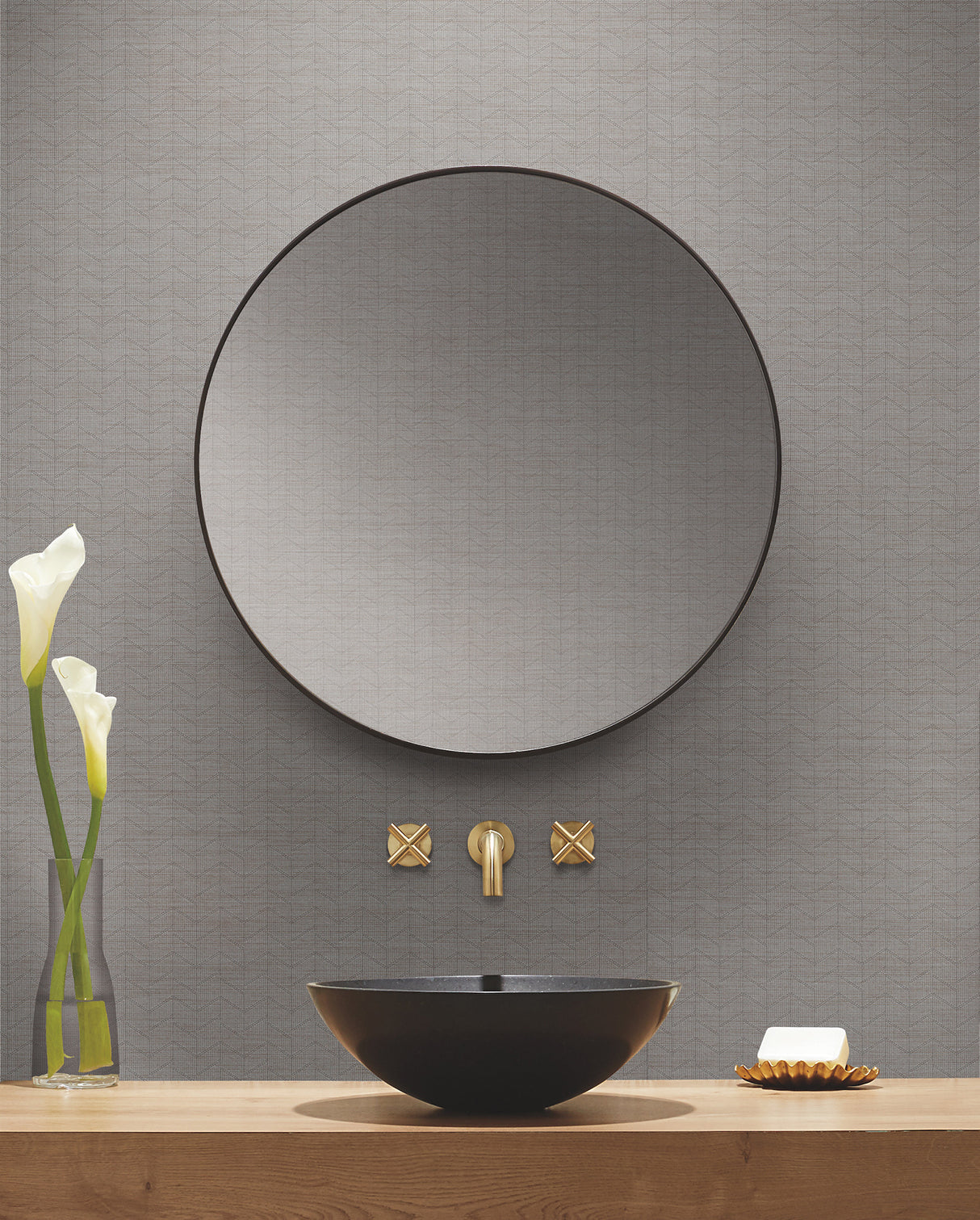 Magnitude Pewter by Warner Chevron Wallpaper – Brewster Home Fashions 4178-4440
