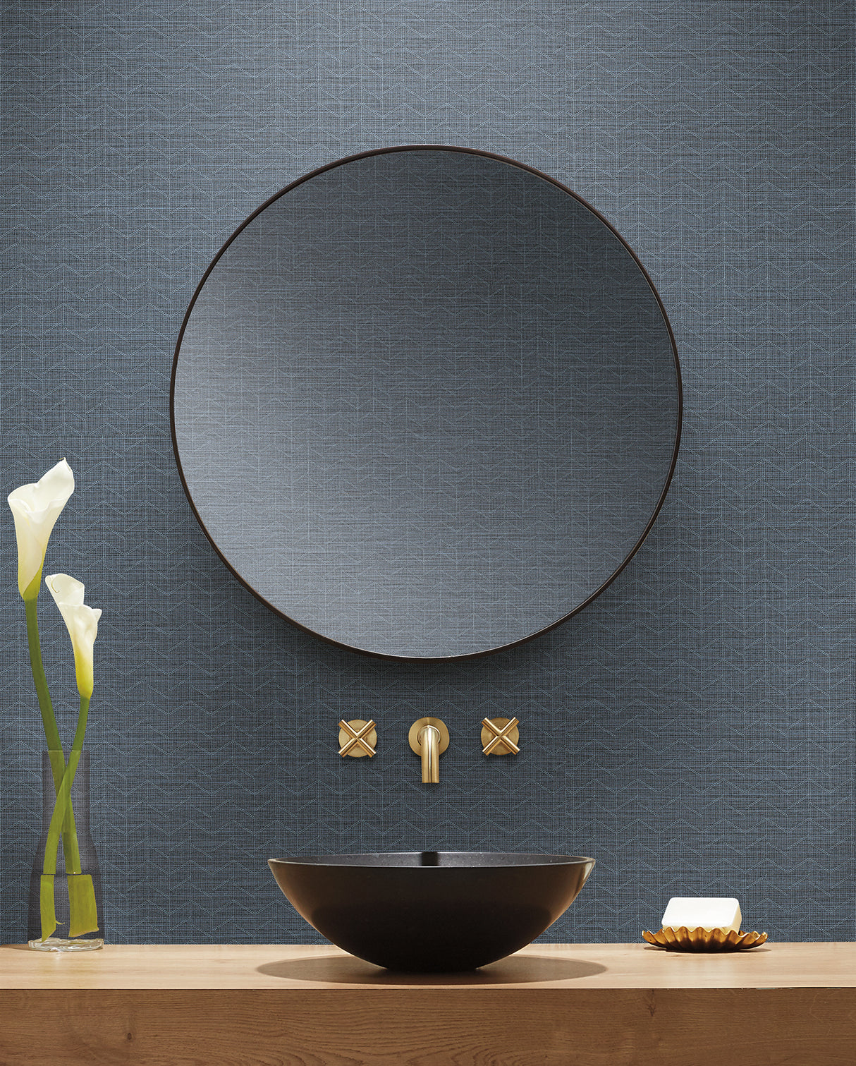 Magnitude Denim by Warner Chevron Wallpaper – Brewster Home Fashions 4178-4445