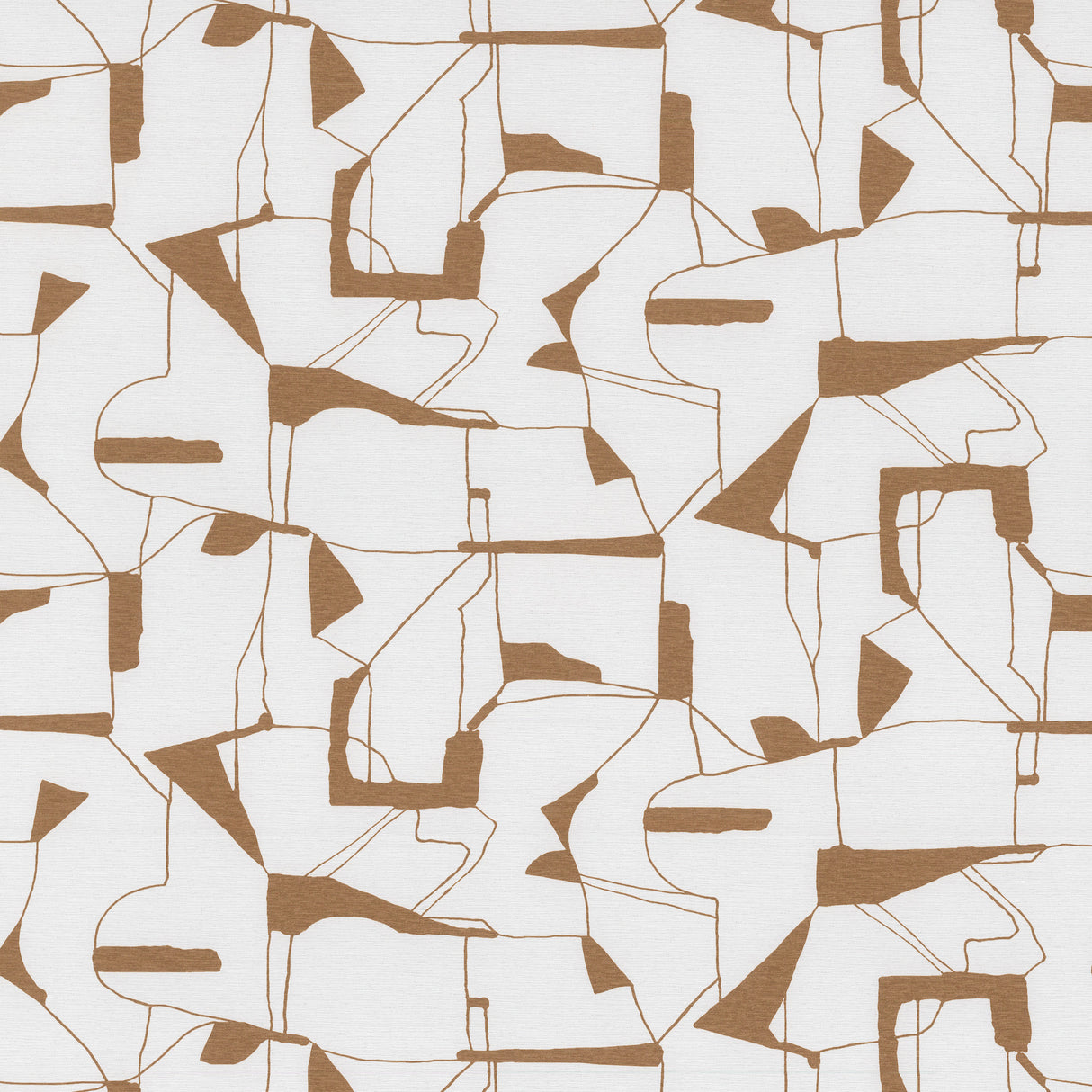 Calder Gold Abstract commercial vinyl wallpaper, white ground with gold geometric lines, 54 in. wide