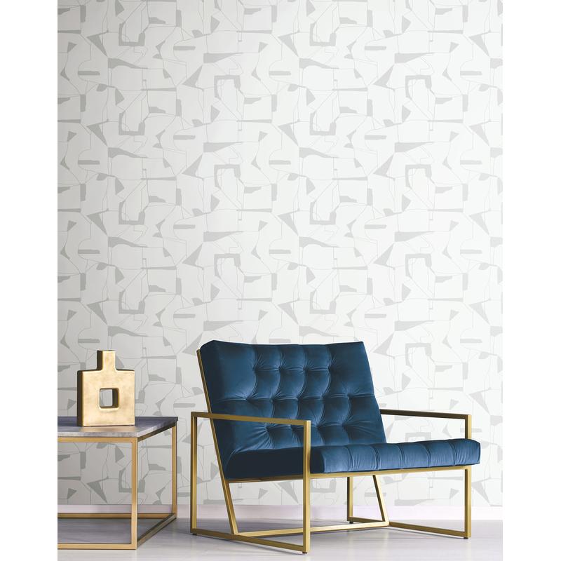 Calder Silver by Warner Abstract Wallpaper – Brewster Home Fashions 4178-4449