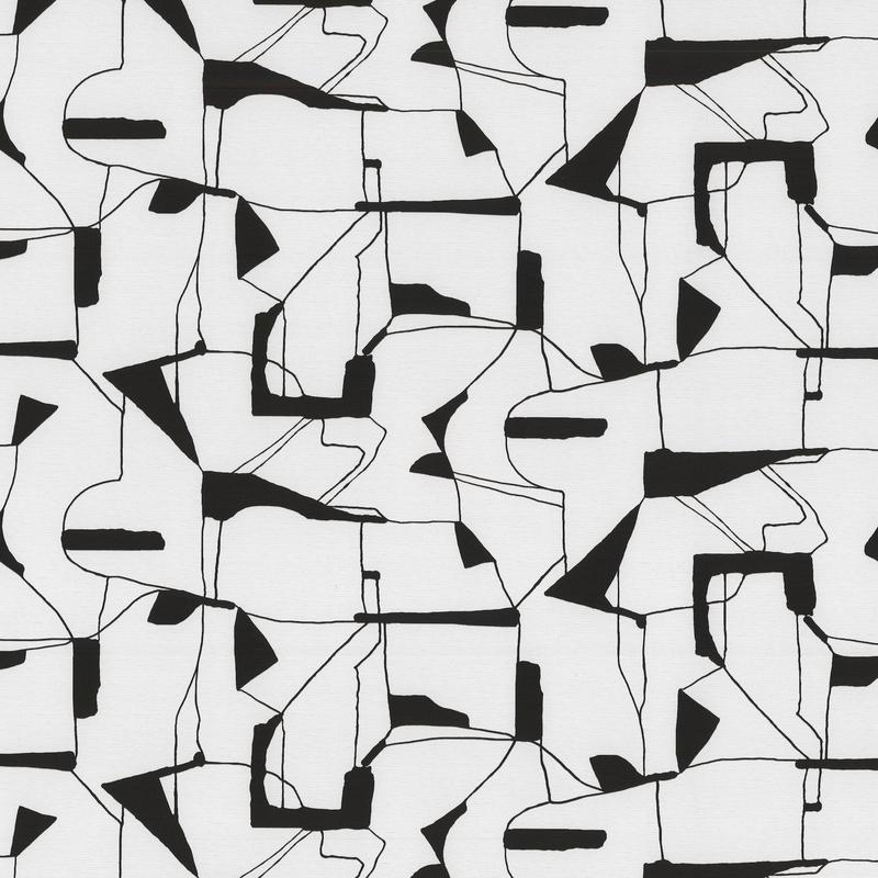 Calder Black abstract commercial wallpaper by Warner, 54 in x 90 ft roll