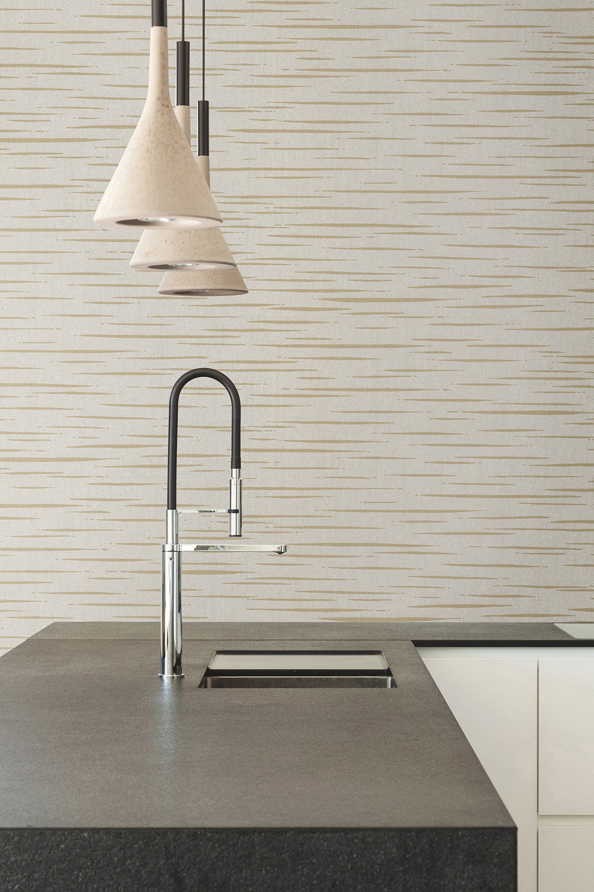 Longitude Ash by Warner Striated Commercial Wallpaper – Brewster 4178-4456