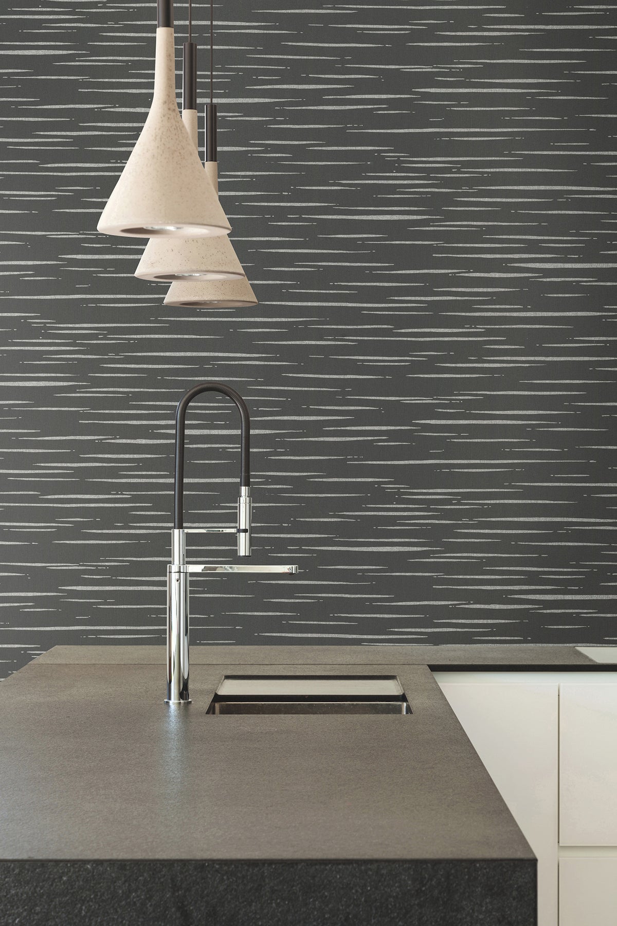 Longitude Charcoal by Warner Striated Wallpaper- Brewster Home Fashions 4178-4459