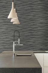 Longitude Charcoal by Warner Striated Wallpaper- Brewster Home Fashions 4178-4459