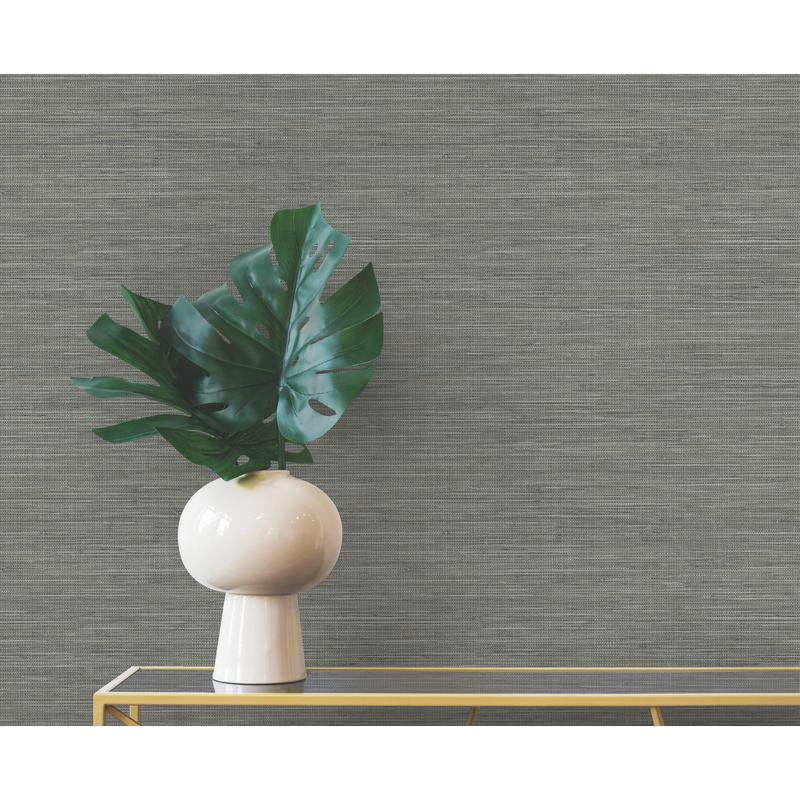 Winn Charcoal by Warner Faux Grasscloth Wallpaper – Brewster 4183-4807