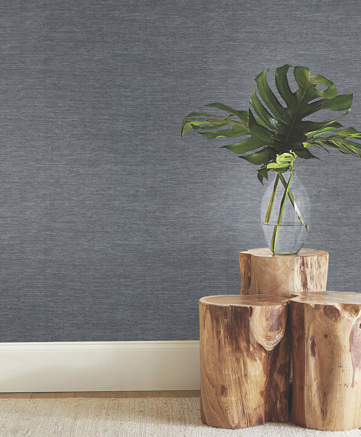 Mae Dark Blue by Warner Faux Grasscloth Vinyl Commercial Wallpaper, 54 in x 90 ft – Brewster 4183-4832