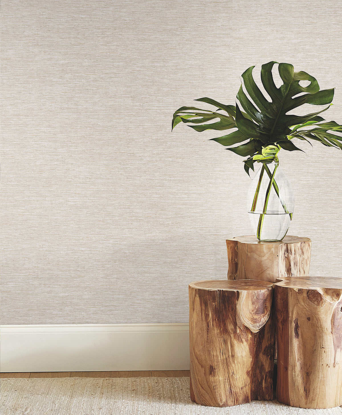 Mae Beige by Warner Faux Grasscloth Wallpaper - Brewster Home Fashions 4183-4834-Sample