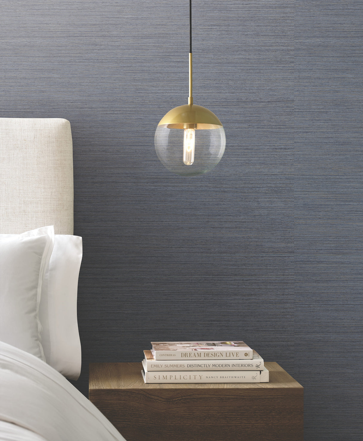 Nira Denim by Warner Fabric Weave Wallpaper – Brewster 4183-4838