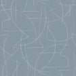 Enzo Sky Blue Abstract Wallpaper sample image showing white linework on blue
