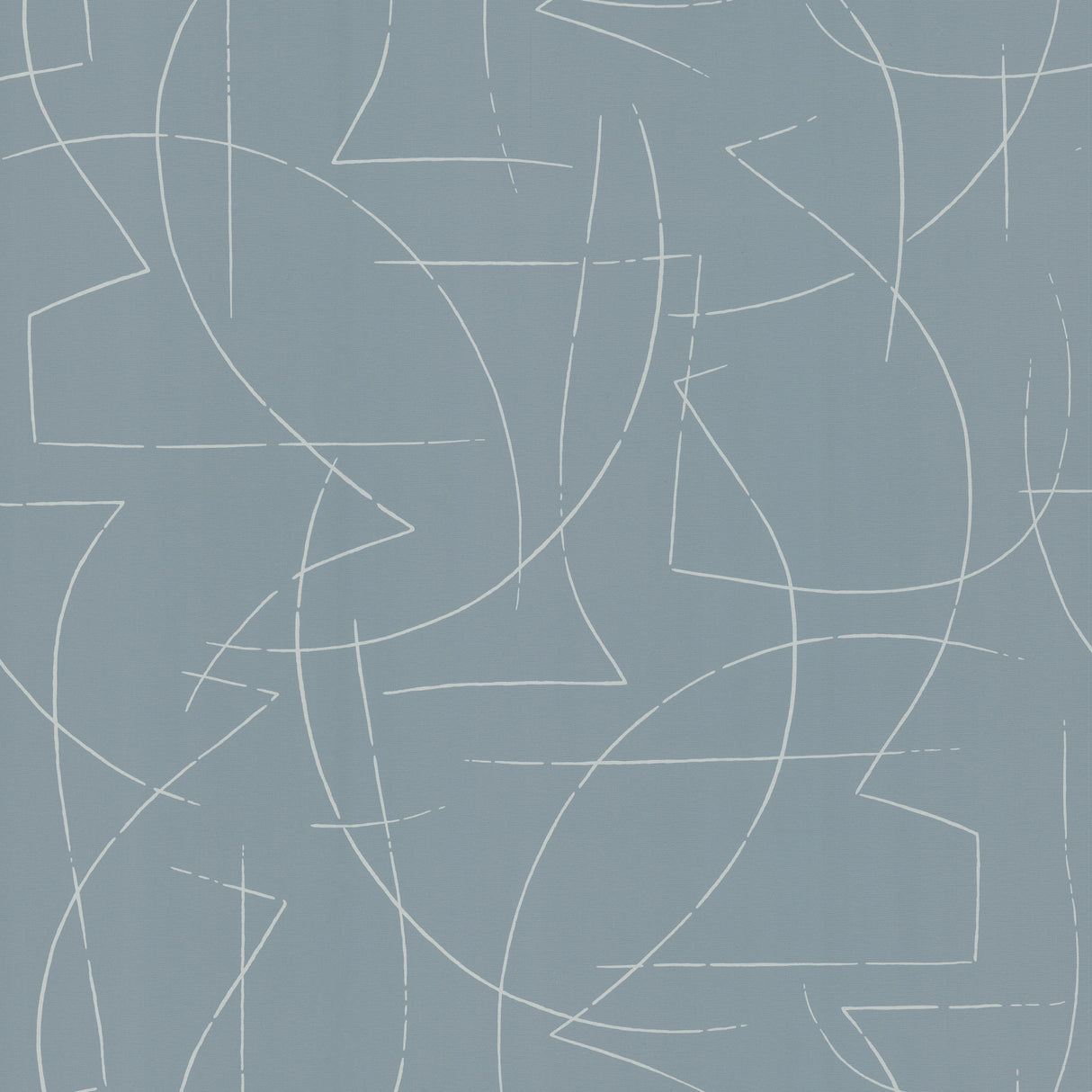 Enzo Sky Blue Abstract Wallpaper sample image showing white linework on blue
