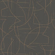 Warner Enzo Pewter Abstract Wallpaper with metallic gold linework on grey