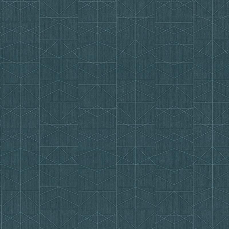 Braxton teal geometric commercial vinyl wallpaper, 54 in. wide with linear chevron pattern