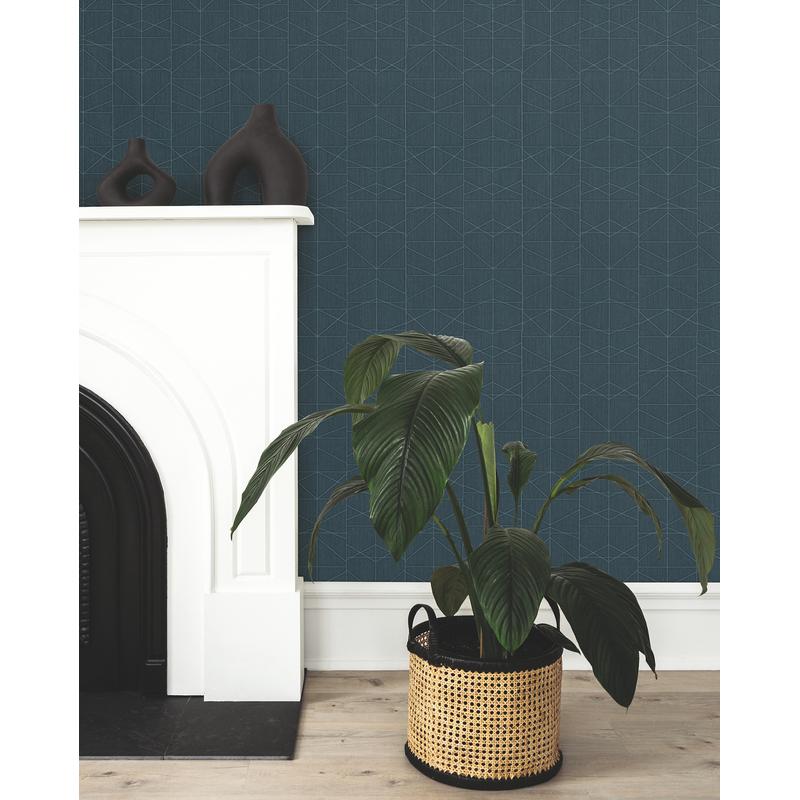 Braxton Teal by Warner Geometric Wallpaper – Brewster Home Fashions 4184-4919
